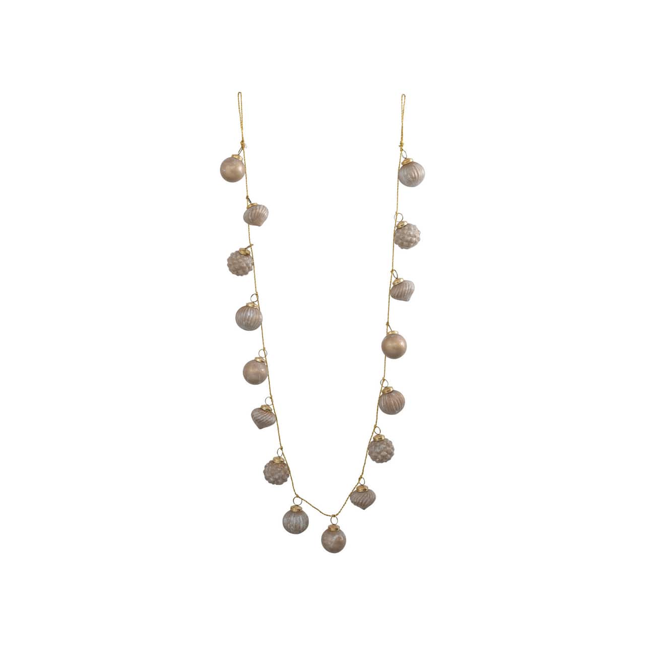 Hello Honey® 6ft. Marbled Taupe Embossed Mercury Glass Ball Ornament Garland